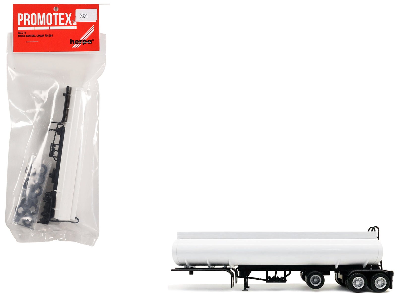 Tag-Axle Elliptical Tanker Trailer White 1/87 (HO) Plastic Model by Promotex  free shipping USA