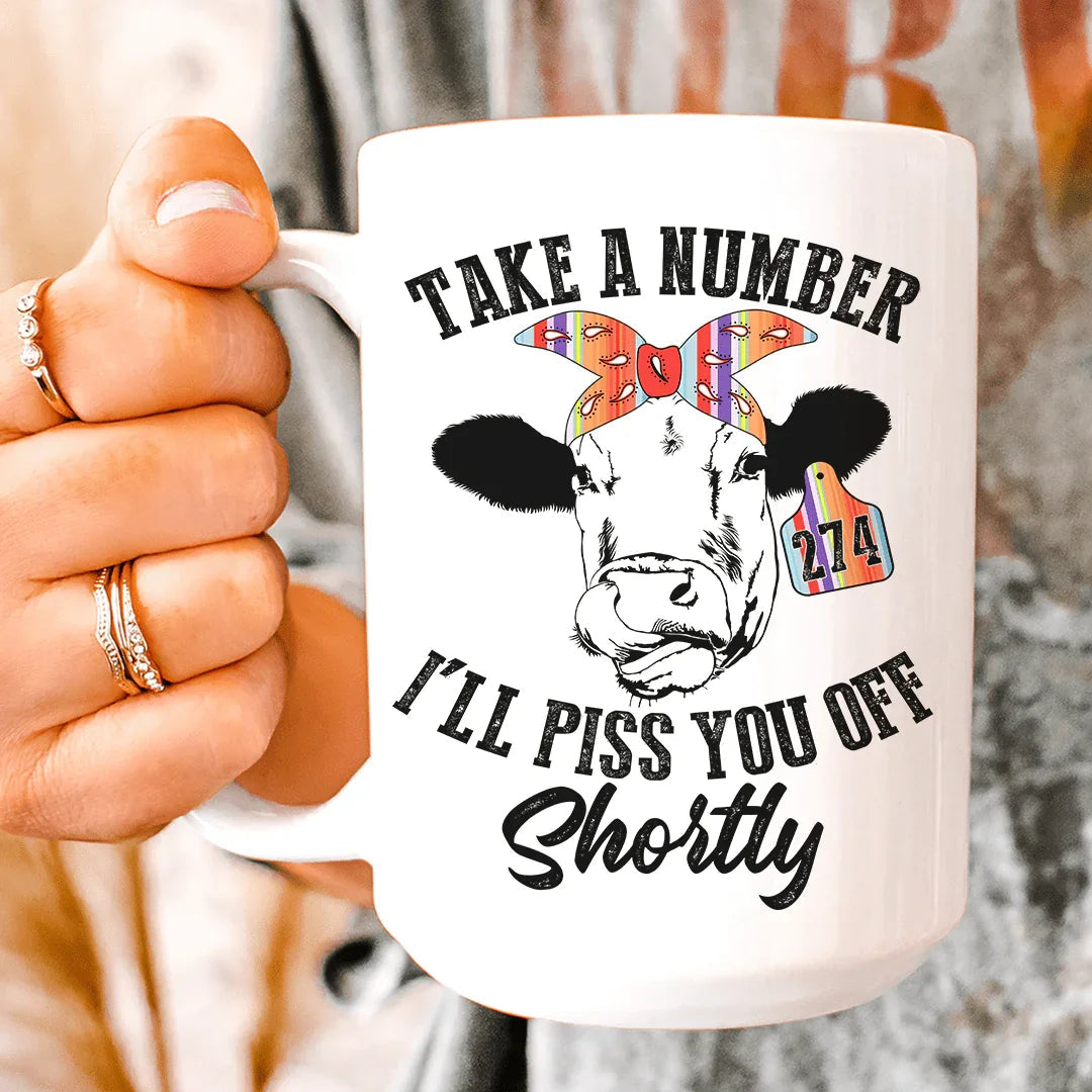Take A Number Cow Ceramic Mug 15 oz - BIG FRENCHIES