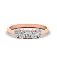 0.75 Carat 5 Stone Wedding Band Diamond Teardrop