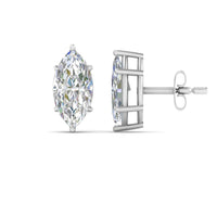 6 Prong Marquise Diamonds Solitaire Stud Earring in Basket Setting