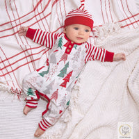 Christmas Trees Henley Cotton Romper - BIG FRENCHIES