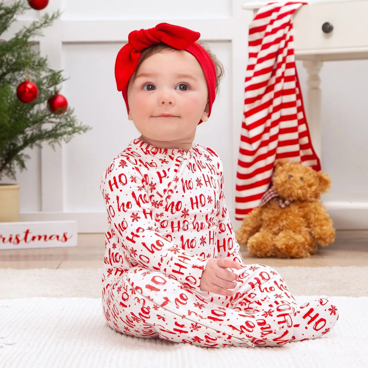 Christmas Bamboo Zipper Romper Ho-Ho-Ho - BIG FRENCHIES