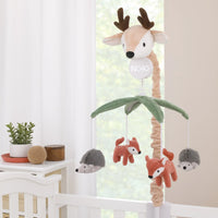 Plush Deer Green, Gray, and Tan Foxes and Hedgehogs Musical Mobile - BIG FRENCHIES