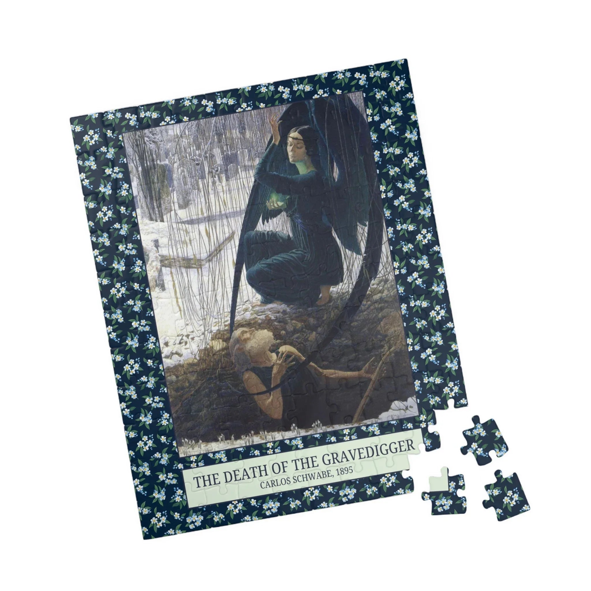 The Death of the Gravedigger by Carlos Schwabe: Spooky Art History Puzzle - BIG FRENCHIES