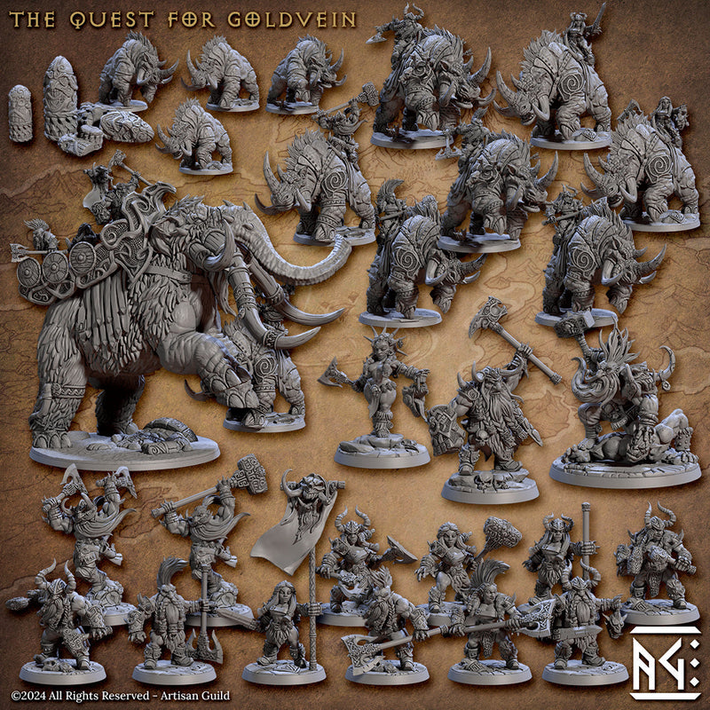 The Quest for Goldvein: Complete Set-3D Printed Miniatures-BIG FRENCHIES-All Systems Go Games