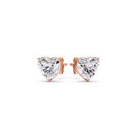 3 Prong Heart Shaped Diamond Solitaire Stud Earring in Basket Setting