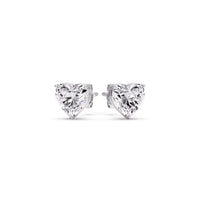 3 Prong Heart Shaped Diamond Solitaire Stud Earring in Basket Setting