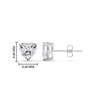 3 Prong Heart Shaped Diamond Solitaire Stud Earring in Basket Setting