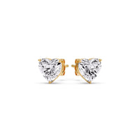 3 Prong Heart Shaped Diamond Solitaire Stud Earring in Basket Setting