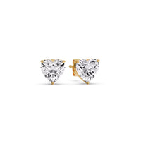 3 Prong Heart Shaped Diamond Solitaire Stud Earring in Basket Setting