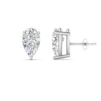 Three-Prong Pear Diamond Solitaire Stud Earrings (1.00ct - 10.00ct)