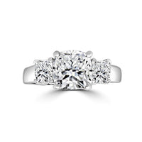 Three stone Cushion Diamond Veneer Cubic Zirconia 14K Gold Ring. 635R0010K