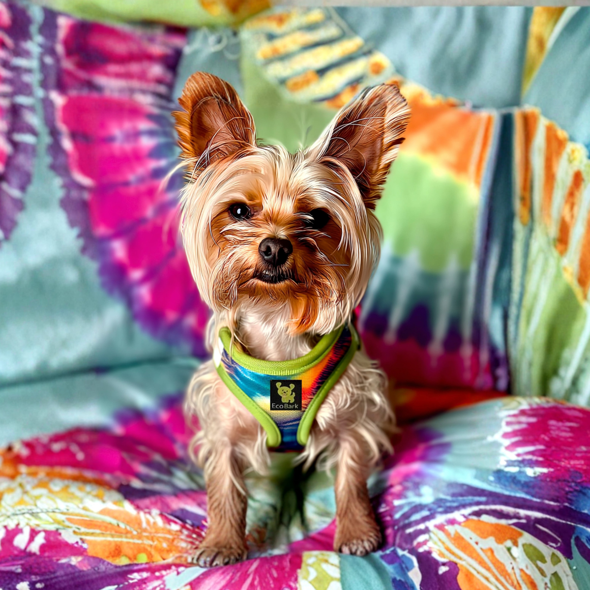 Tie Dye Dog Harness for Small Dogs- Reflective Step In Dog Halter Harness Vest with Luxury Soft Mesh for Puppies to Small Dogs - BIG FRENCHIES