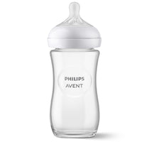 Philips Avent Natural Response Glass Baby Bottle, 8 oz: Anti-Colic, Slow Flow, BPA-Free, Newborn Feeding