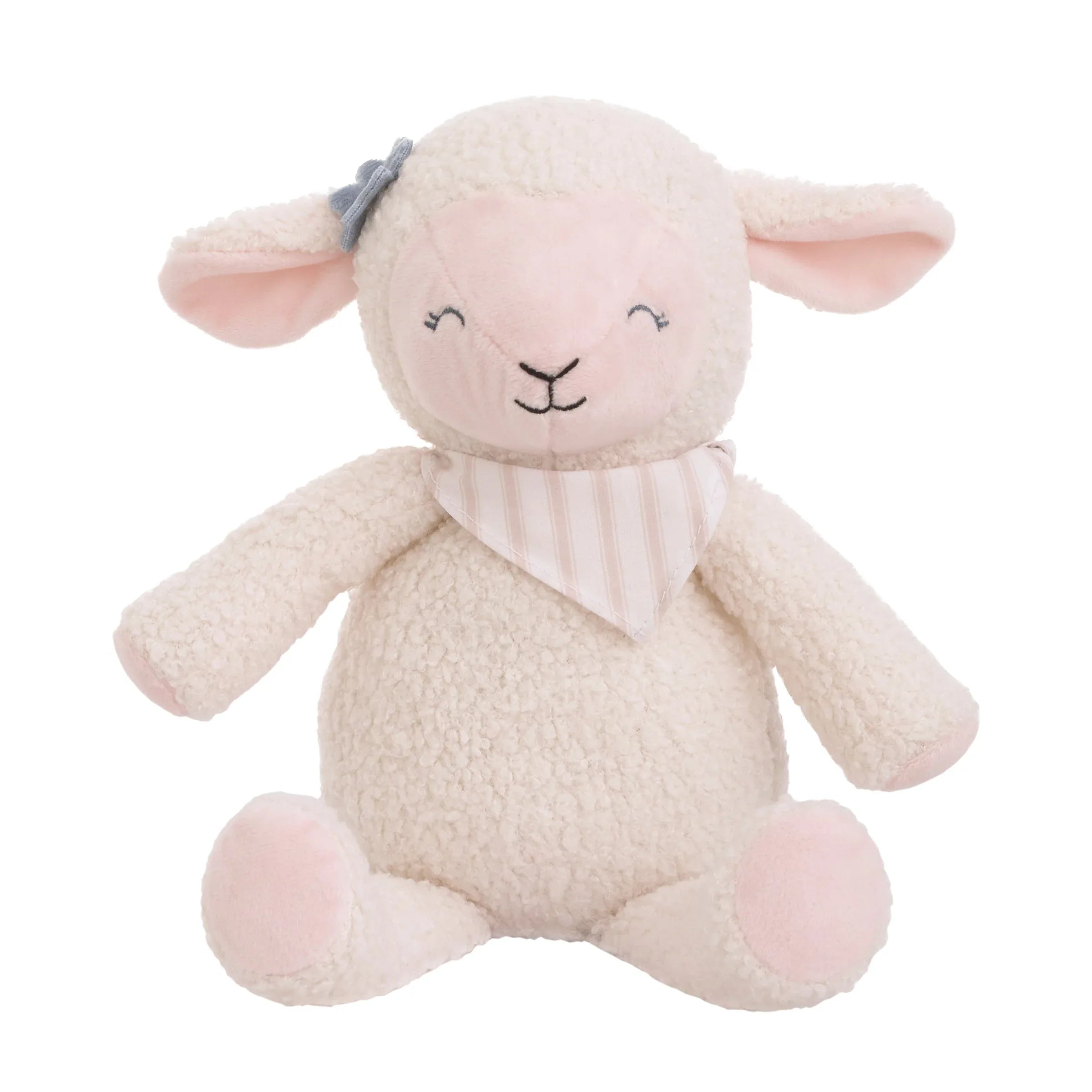 Farmhouse Chic Pink and White Super Soft Plush Stuffed Animal Lamb with Bandana - "Meadow" - BIG FRENCHIES