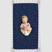 NoJo Super Soft Navy and White Cosmic Constellations Nursery Mini Crib Fitted Sheet - BIG FRENCHIES