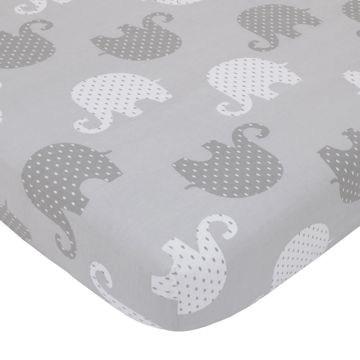 NoJo Dreamer Gray Elephant 8-Piece Nursery Crib Bedding Set - BIG FRENCHIES