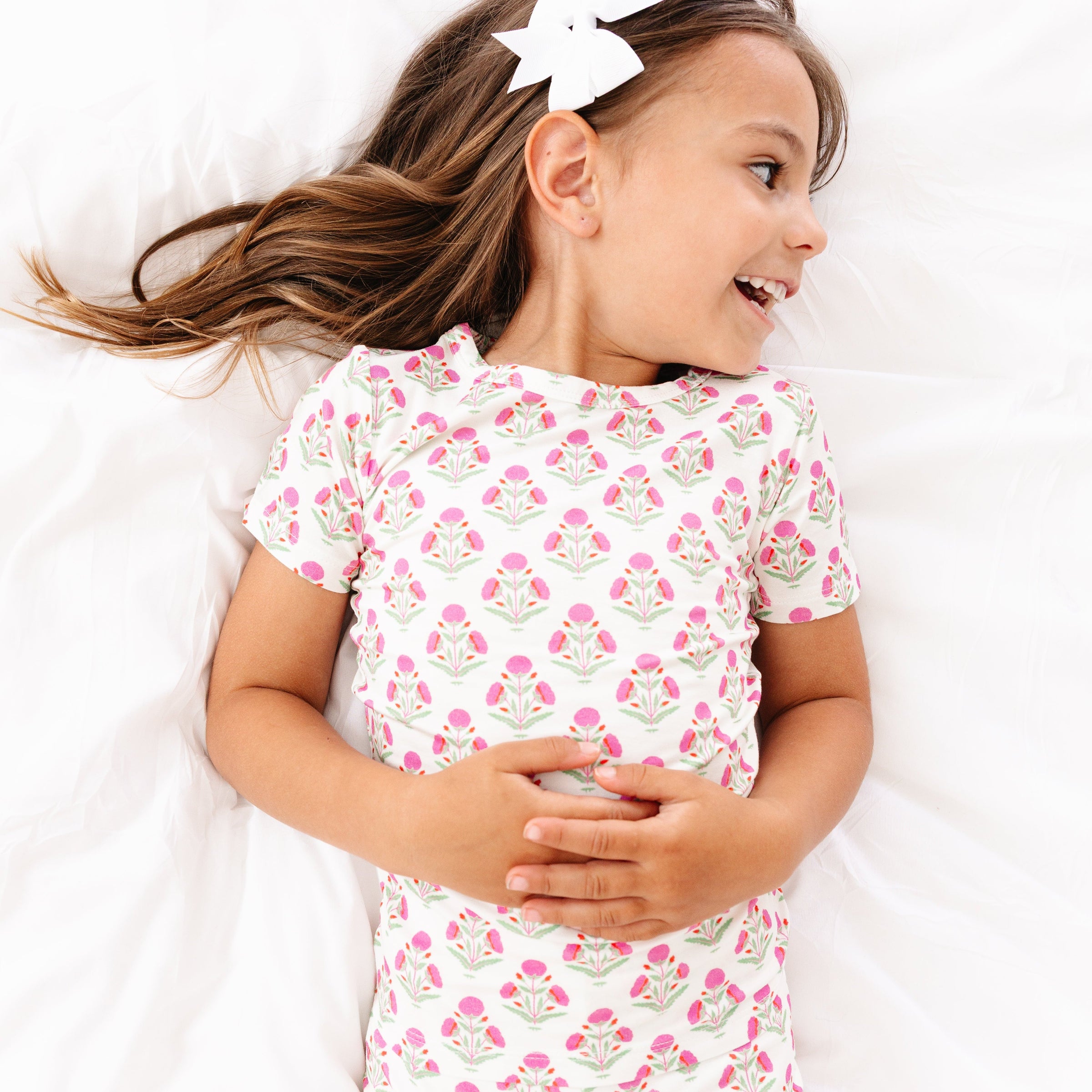 Pink Posy Short Sleeve & Shorts Bamboo Toddler Pajama Set - BIG FRENCHIES