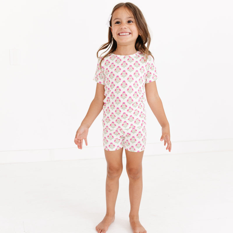 Pink Posy Short Sleeve & Shorts Bamboo Toddler Pajama Set - BIG FRENCHIES