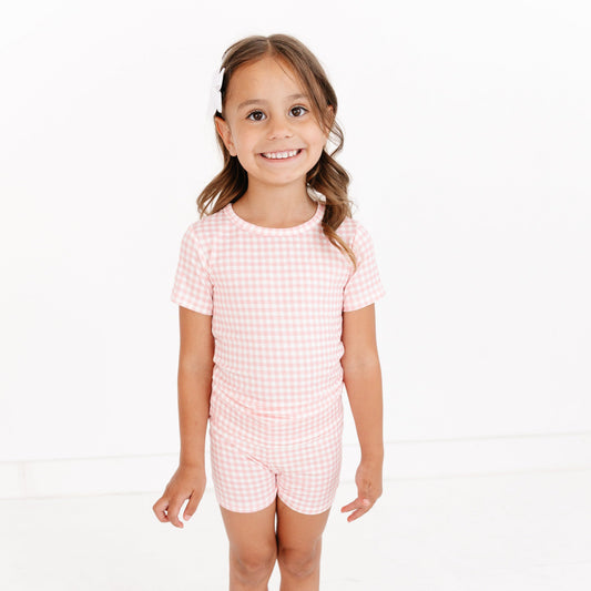 Sugar Gingham Short Sleeve & Shorts Bamboo Toddler Pajama Set - BIG FRENCHIES
