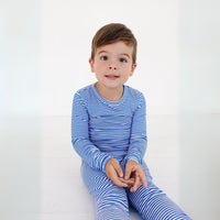 Cobalt Stripe Bamboo Toddler Pajama Set - BIG FRENCHIES