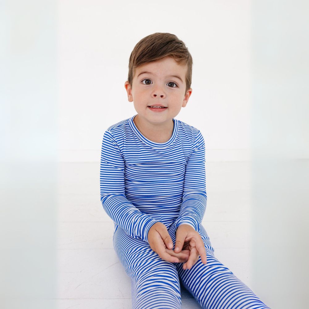 Cobalt Stripe Bamboo Toddler Pajama Set - BIG FRENCHIES