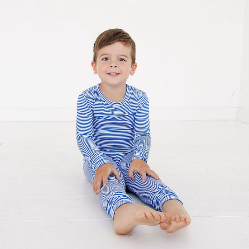 Cobalt Stripe Bamboo Toddler Pajama Set - BIG FRENCHIES