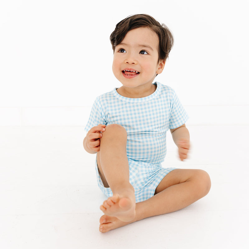 Harbor Gingham Short Sleeve & Shorts Bamboo Toddler Pajama Set - BIG FRENCHIES