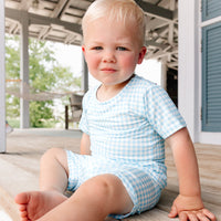 Harbor Gingham Short Sleeve & Shorts Bamboo Toddler Pajama Set - BIG FRENCHIES