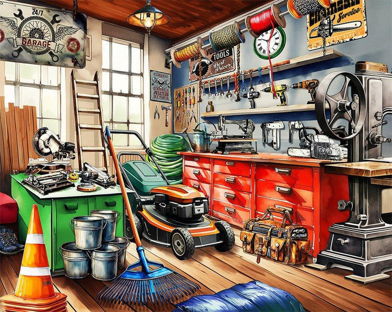 Toolman's Garage 1000 Piece Jigsaw Puzzle by Springbok Puzzles - BIG FRENCHIES