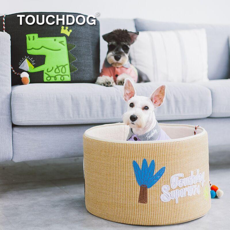 Touchcat 'Claw-ver Nest' Rounded Scratching Cat Bed w/ Teaser Toy - BIG FRENCHIES