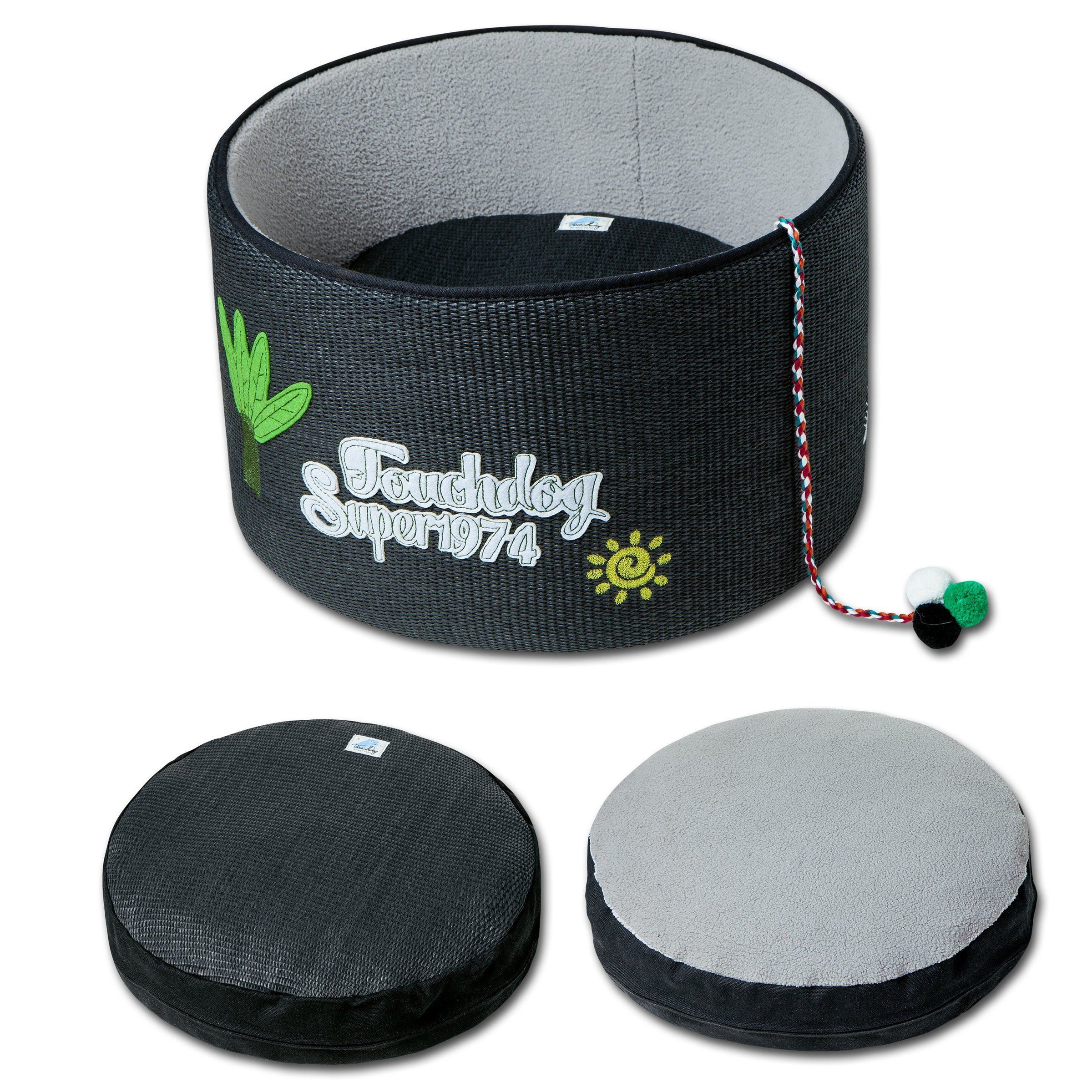 Touchcat 'Claw-ver Nest' Rounded Scratching Cat Bed w/ Teaser Toy - BIG FRENCHIES