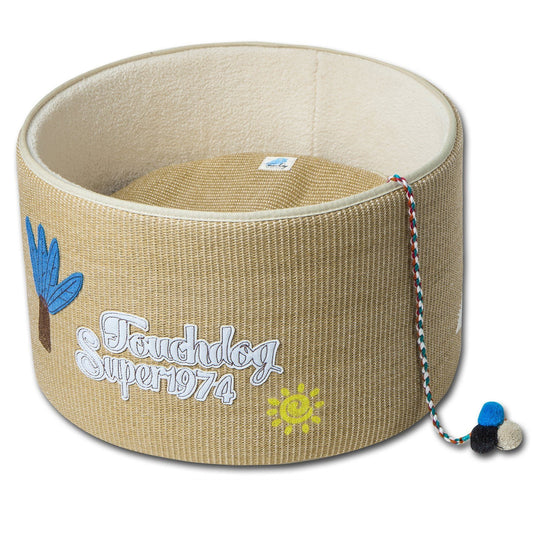 Touchcat 'Claw-ver Nest' Rounded Scratching Cat Bed w/ Teaser Toy - BIG FRENCHIES