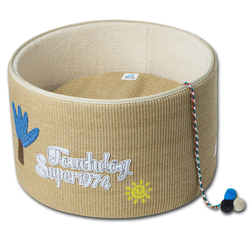 Touchcat 'Claw-ver Nest' Rounded Scratching Cat Bed w/ Teaser Toy - BIG FRENCHIES