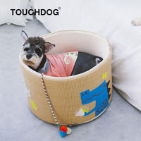 Touchcat 'Claw-ver Nest' Rounded Scratching Cat Bed w/ Teaser Toy - BIG FRENCHIES