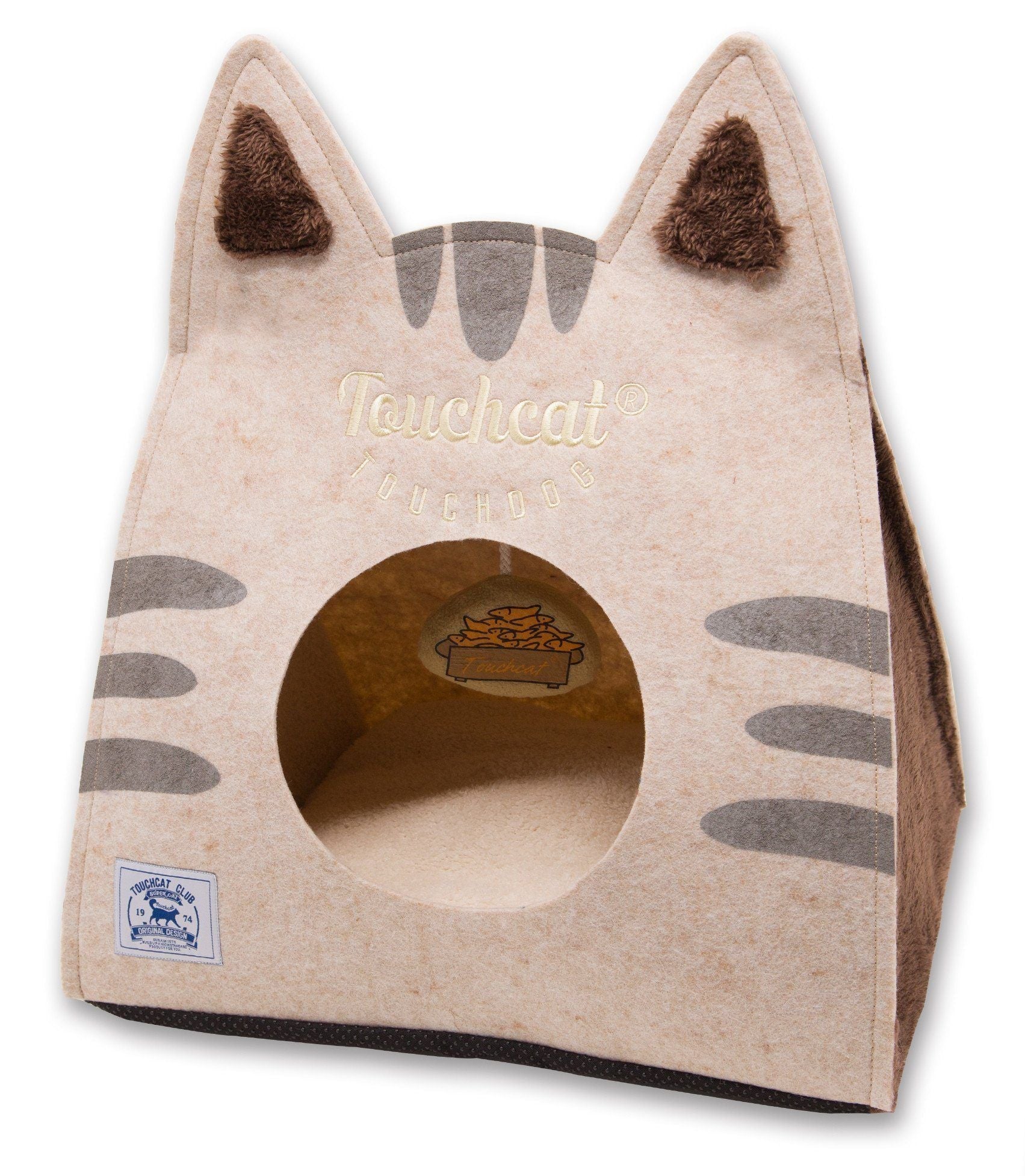 Touchcat ® 'Kitty Ears' Travel On-The-Go Folding Designer Fashion Pet Cat Bed House w/ Hanging Teaser Toy - BIG FRENCHIES