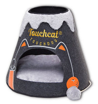 Touchcat ® 'Molten Lava' Triangular Frashion Designer Pet Kitty Cat Bed House Lounge Lounger w/ Hanging Teaser Toy - BIG FRENCHIES