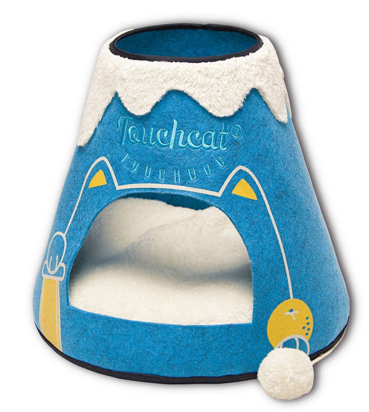 Touchcat ® 'Molten Lava' Triangular Frashion Designer Pet Kitty Cat Bed House Lounge Lounger w/ Hanging Teaser Toy - BIG FRENCHIES