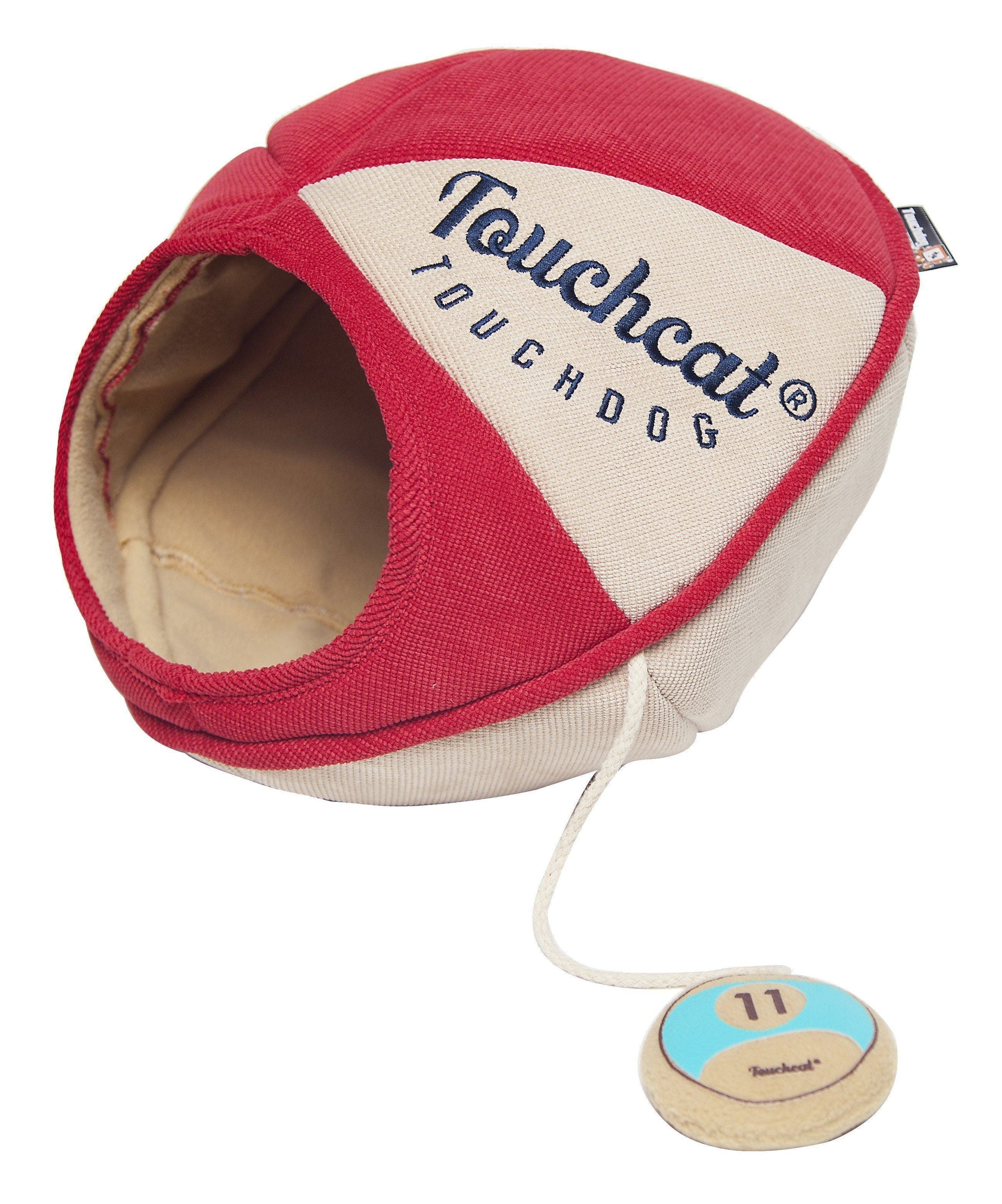 Touchcat ® 'Oval Saucer' Collapsible Walk-Through Kitty Pet Cat Bed House w/ Play Active Teaser Toy - BIG FRENCHIES