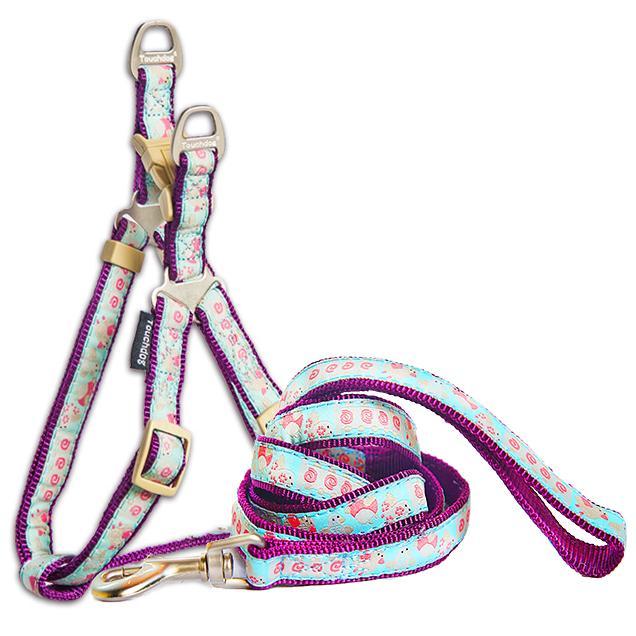 Touchdog 'Avery Patterned' Tough Stitched Dog Harness and Leash - BIG FRENCHIES
