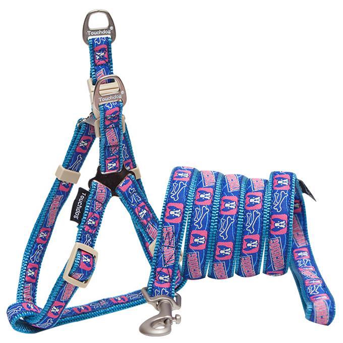Touchdog 'Bone Patterned' Tough Stitched Dog Harness and Leash - BIG FRENCHIES