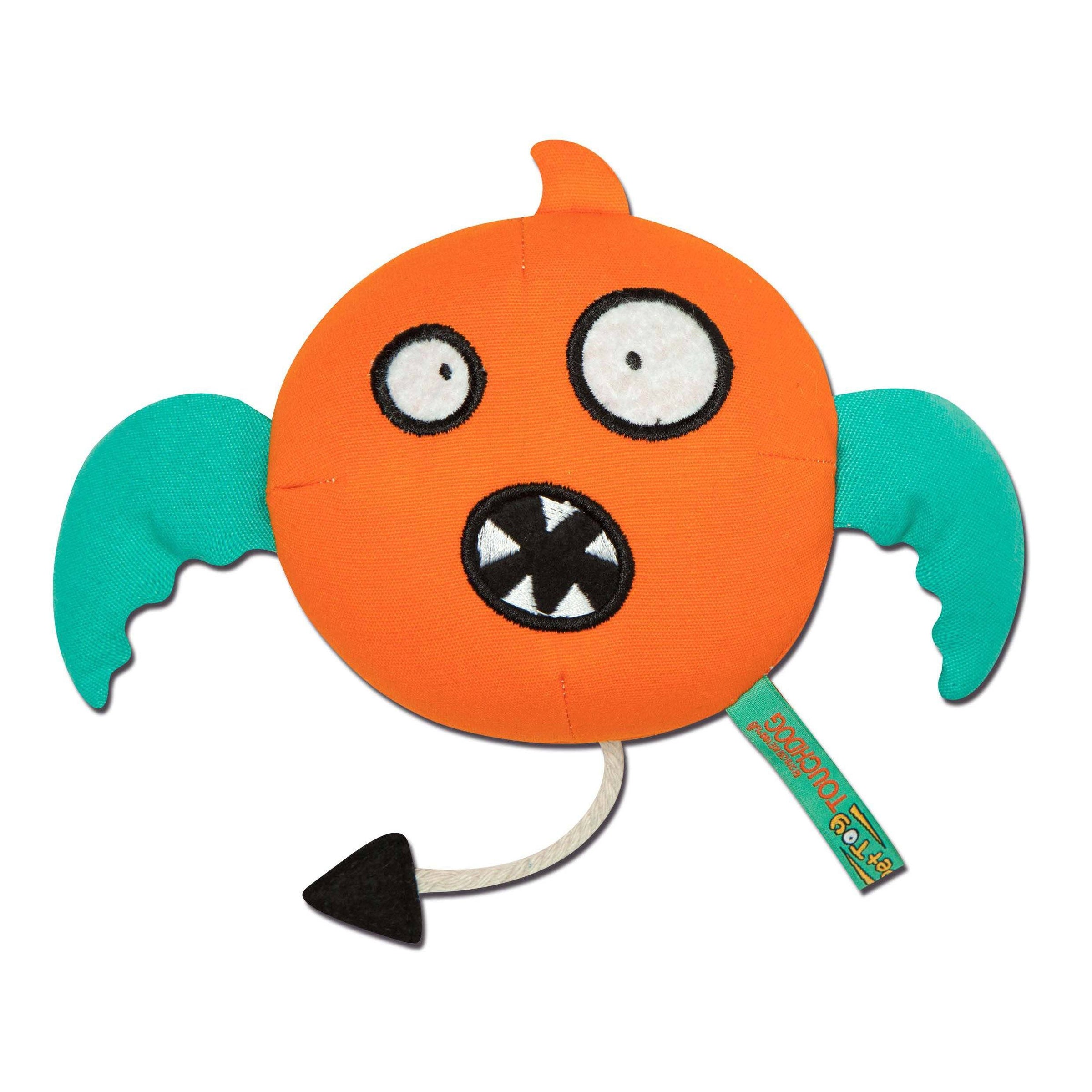 Touchdog Cartoon Monster Plush Dog Toy - Orange - BIG FRENCHIES