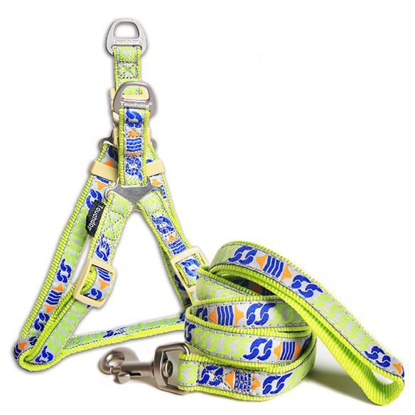 Touchdog 'Chain Printed' Tough Stitched Dog Harness and Leash - BIG FRENCHIES