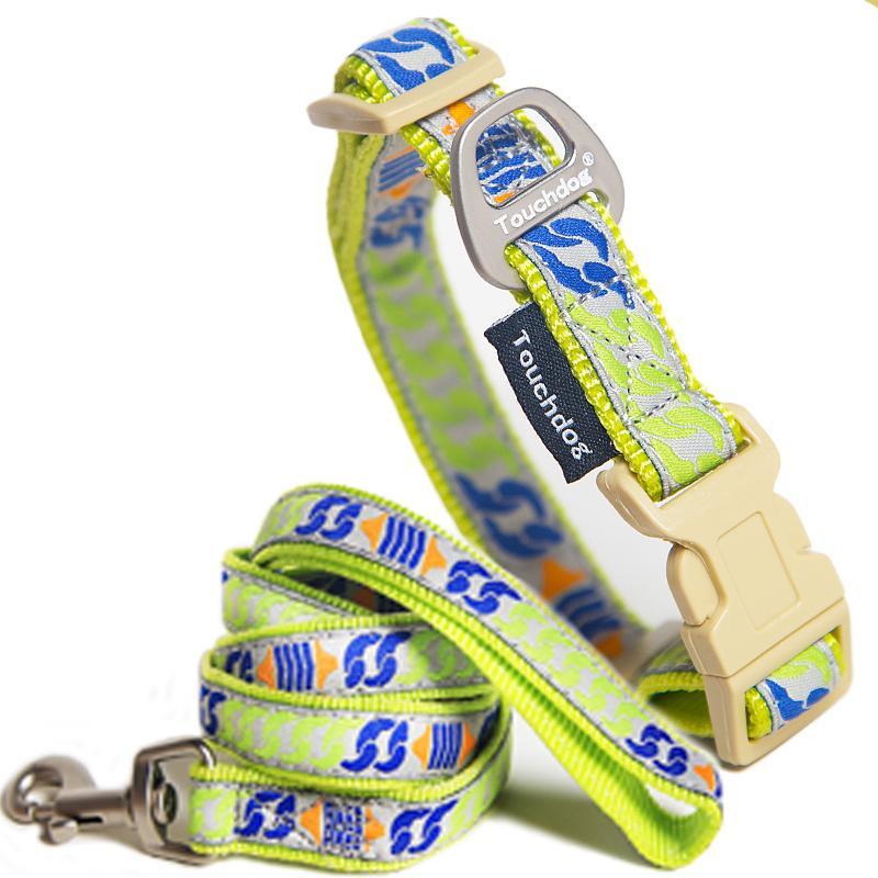 Touchdog 'Chain Printed' Tough Stitched Embroidered Collar and Leash - BIG FRENCHIES