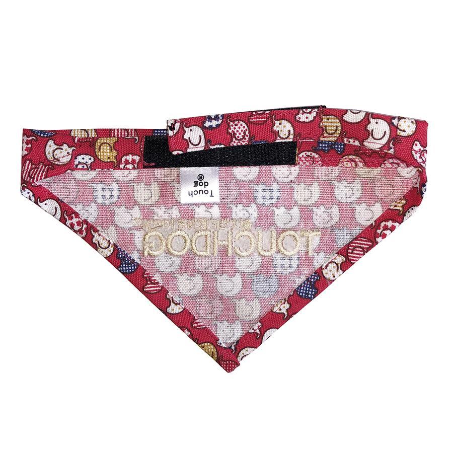 Touchdog Designer Hook-and-Loop Pet Bandana - Red - BIG FRENCHIES