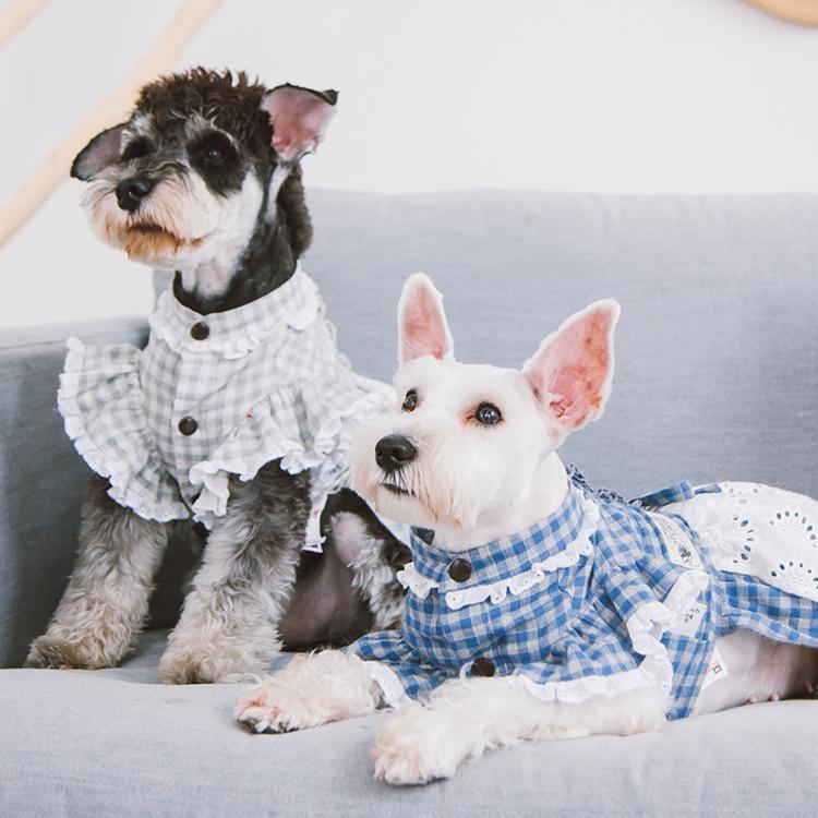 Touchdog 'I love Poochi' Classical Plaid Fashion Designer Dog Dress - BIG FRENCHIES