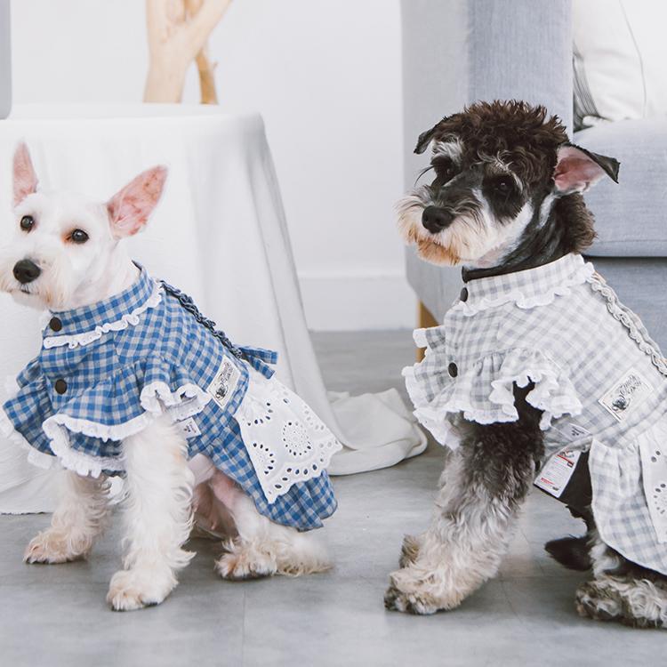 Touchdog 'I love Poochi' Classical Plaid Fashion Designer Dog Dress - BIG FRENCHIES