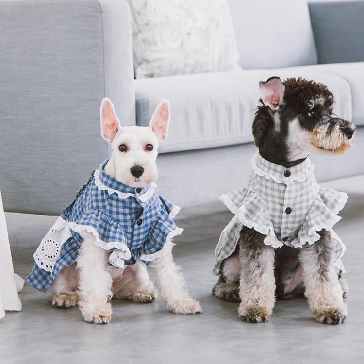 Touchdog 'I love Poochi' Classical Plaid Fashion Designer Dog Dress - BIG FRENCHIES