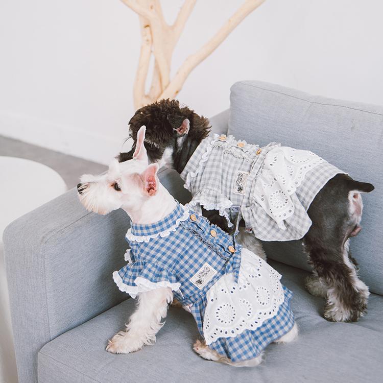 Touchdog 'I love Poochi' Classical Plaid Fashion Designer Dog Dress - BIG FRENCHIES