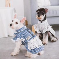 Touchdog 'I love Poochi' Classical Plaid Fashion Designer Dog Dress - BIG FRENCHIES